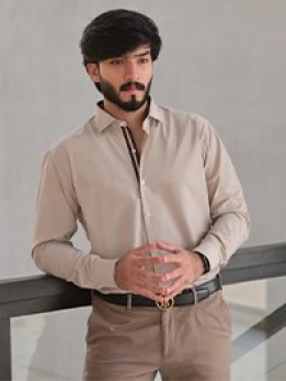 Camel French Collar Shirt