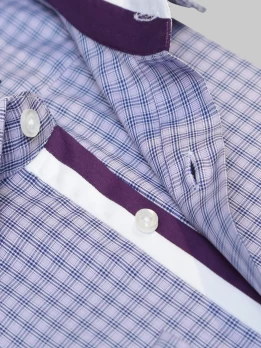micro check dress shirt in purple